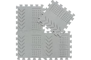qqpp EVA 18 Tiles Baby Play Mat for Playing, Interlocking Foam Floor Mats for Tummy Time & Crawling, Puzzle Flooring Tiles with Laser Pattern for Kids. Gray. QL-91(L) b18N