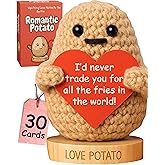 Gift for Him and Her - Handmade Crochet Potato with 30 Fun & Romantic Signs | Cute Present for Birthday, Valentines Day, Anniversary, Gifts for Girlfriend, Boyfriend, Wife, Husband | Anniversary Cards