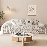 SHANNA 3 Seater Sofa Cover Chenille AB Sided Slipcover Tassel Melange