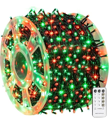 262 FT 800 LED Green Wire Fairy Lights Plug In Outdoor String Lights 8 Modes Timer Twinkle Waterproof LED String Lights For Xmas Yard Tree Patio Wedding Holiday Party Decorations(Warm White