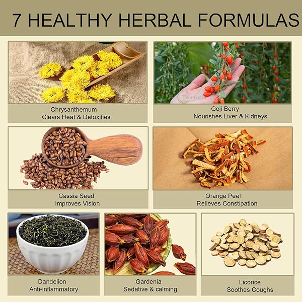 TSONEOO DANDELION WOLFBERRY TEA BAGS NATURAL KIDNEY & LIVER HEALTH TEA WITH DANDELION, CHRYSANTHEMUM, WOLFBERRY, CASSIA SEED, LICORICE, ORANGE PEEL, AND GARDENIA 120G ORGANIC (1PCS)
