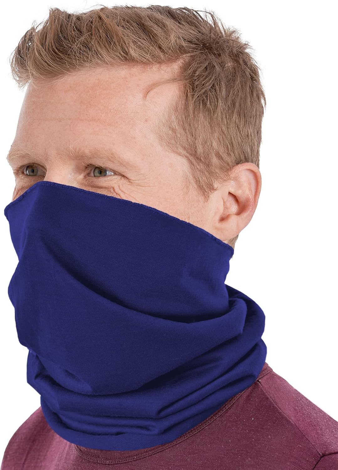 Tough Headband Neck Gaiter Face Mask & Sleeve w/ UV & Dust Protection, Navy Blue: Clothing