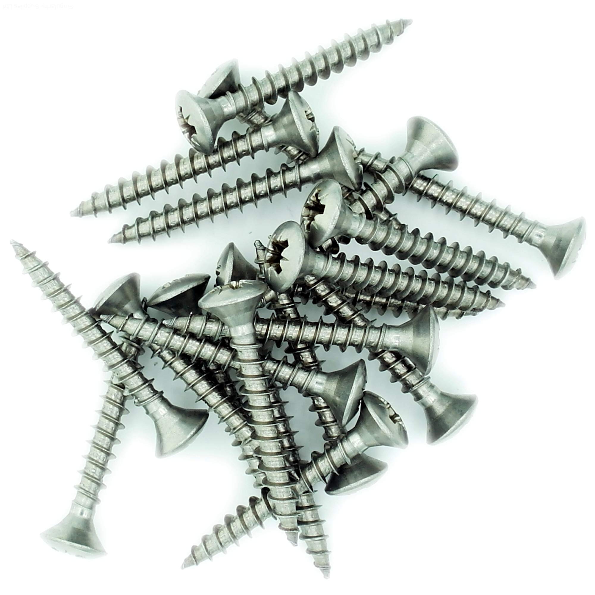 No.5 x 0.65 (3.5mm x 16mm) Pozi Raised Countersunk Chipboard Screw - Stainless Steel (A2) (Pack of 20)