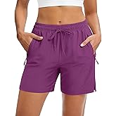 MAGCOMSEN Women's 5" Hiking Shorts UPF 50+ Quick Dry Lightweight Athletic Running Golf Summer Casual Shorts with Pockets