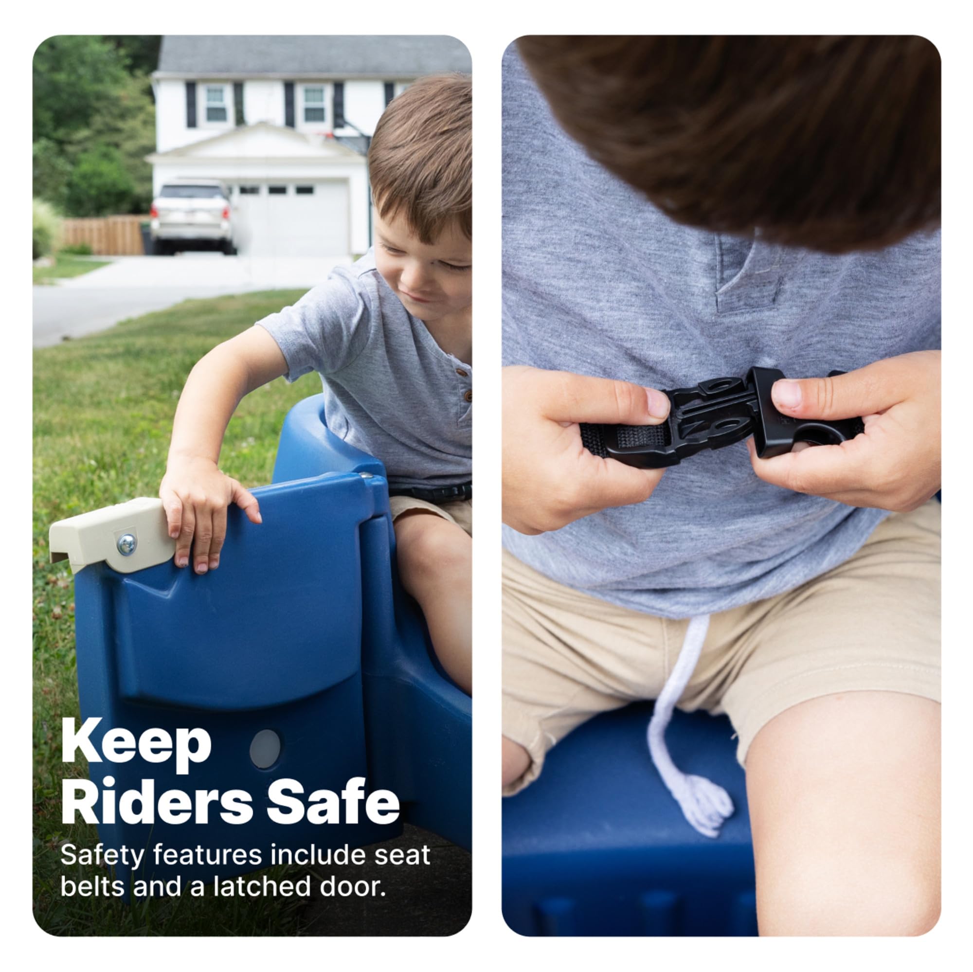 Step2 Wagon for Two Plus, Kids Ride On Toy, Stroller Substitute, Includes Seat Belts, Made of Durable Plastic, Max Weight 75 lbs., For Toddlers 1.5-5 Years Old, Denim Blue