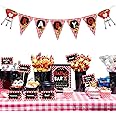 BabyQ Party Decorations Set BabyQ Banner Bar Sign Food Tent Cards Label for BBQ Theme Baby Shower Barbecue Gender Reveal Picnic Party Red Gingham Supplies