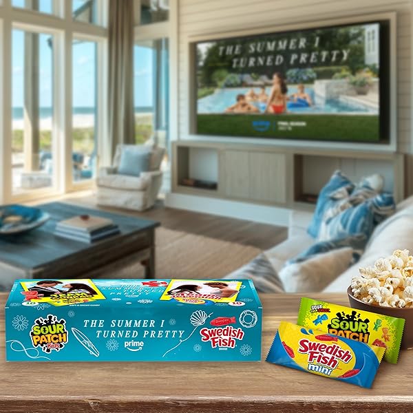 SOUR PATCH KIDS AND SWEDISH FISH MINI THE SUMMER I TURNED PRETTY SOFT & CHEWY CANDY VARIETY PACK, BULK CANDY, 20 SNACK PACKS