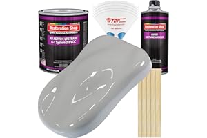 Restoration Shop - Mesa Gray Acrylic Urethane Auto Paint - Complete Gallon Paint Kit - Professional Single Stage High Gloss Automotive, Car, Truck Coating, 4:1 Mix Ratio, 2.8 VOC