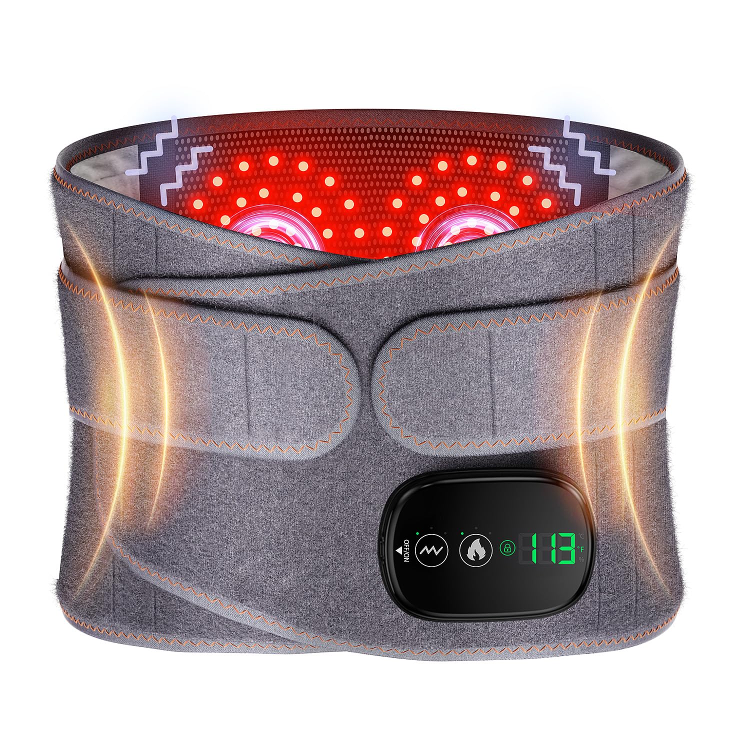 Photo 1 of Heating Pad for Back, Lumbar Massager, Heated Waist Belt Wrap, Lower Back Pad with Heat Vibration 3 Levels Adjustable, 180 mins Battery, Cordless Portable, Touchscreen Control