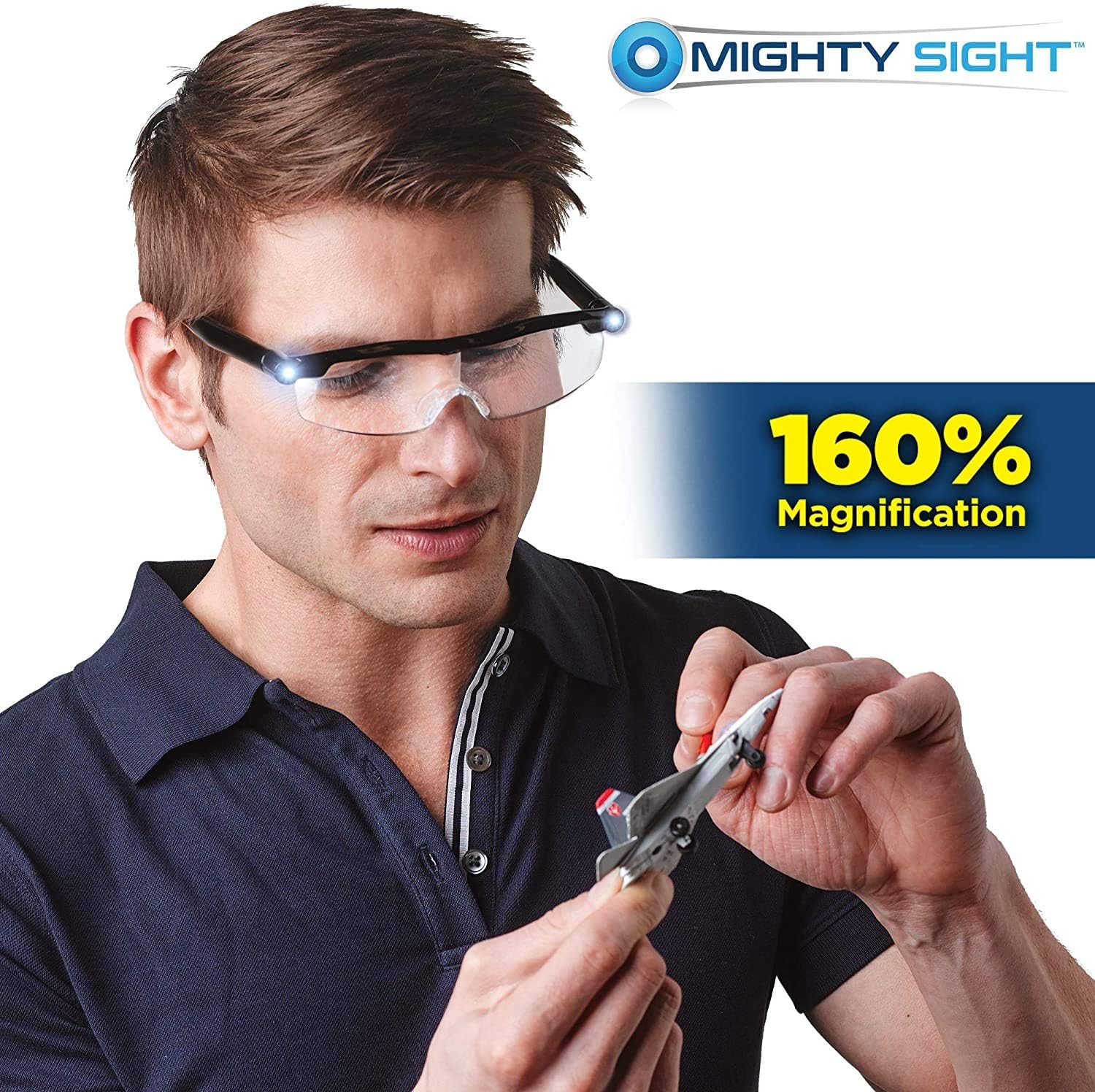 Mighty Sight Magnifying Glasses with LED Light & Travel Case - Great Eyeglasses for Readers, Women, Men, Kids - Use for Close Work or Reading Small Print & Labels - As Seen on TV: Health & Personal Care