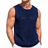 Runcati Mens Knitted Tank Tops Casual Sleeveless Hollow Out Crochet T-Shirts Muscle Summer Beach Hippie Shirts