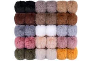BQTQ 30 Pieces Faux Rabbit Fur Pom Pom Balls Fluffy Pom Pom with Elastic Loop Pom Pom for Hats Keychains Scarves Gloves Bags Accessories(15 Soft Colors, 2 Pcs Each Color)