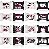 18 Pieces Cosmetic Cheer Bag Cheerleader Gifts Canvas Cheer Makeup Case Portable Travel Cheerleading Bag Toiletry Zipper Pouch for Teen Girls Women Teammates, 2 Colors