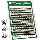 KEYYOU Flora Lash Clusters D Curl Wispy Flaunt Eyelash Extensions F01 | Ultra-Thin Soft Band,Spider Lash,Volume-Boosting Effect,Beginner-friendly,Kim K Style,8-18mm for Daily Wear,Dates &amp; Parties