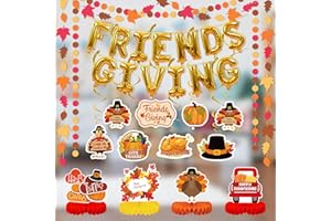 DMIGHT Friendsgiving Decorations, Thanksgiving Decorations, Friendsgiving Balloon Banner, Hanging Swirls, Thanksgiving Centerpiece, Fall Leaf Polka Dots Garlands for Thanksgiving Party Mantel Indoor Office