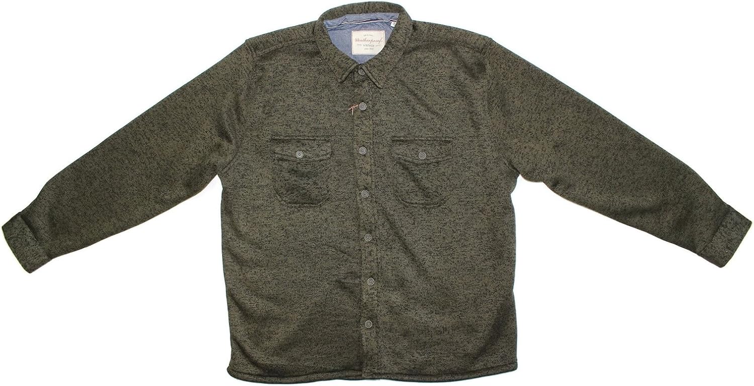Weatherproof Vintage Men's Sherpa Lined ButtonDown Shirt Jacket, Olive