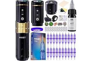 Mast Tattoo Gun Flip3 Wireless Tattoo Machine 1,800mAh Battery with Replacement Power Supply, Smart Display, Coreless Motor, 
