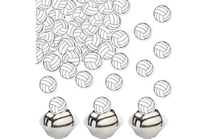 RSSTARXI 48 Pack Edible Sports Ball Cupcake Toppers - Volleyball Game Player Picks for Kids Birthday Party Decorations