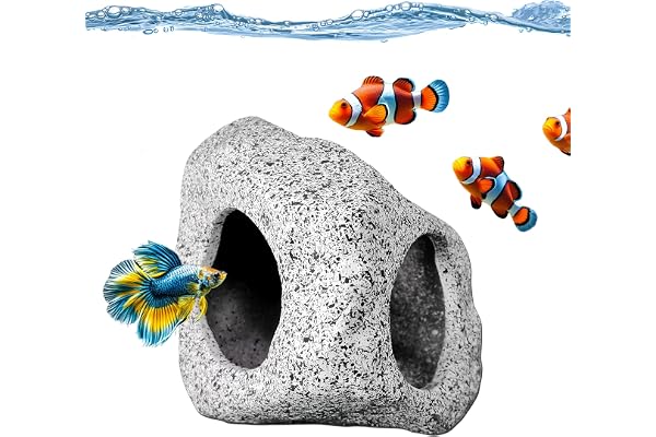 SpringSmart Aquarium Hideaway Rock Cave for Aquatic Pets to Breed, Play and Rest, Safe and Non-Toxic Ceramic Fish Tank Orname
