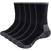 YUEDGE Womens Socks Moisture Wicking Anti-Odor Cotton Everyday Work Gym Tennis Training Athletic Cushioned Crew Socks