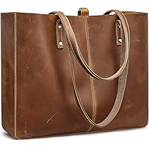 バッグ made in NYC brown leather hand bag S-ZONE Vintage Genuine Leather Tote Bag for Women Large