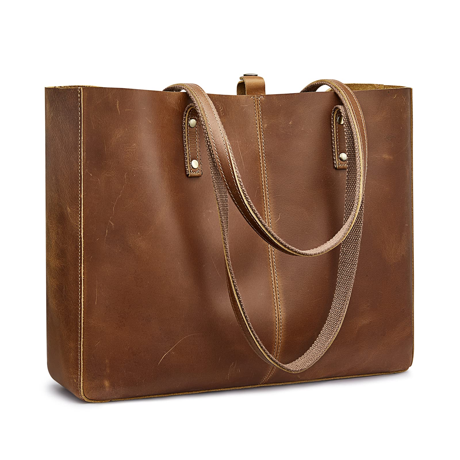 S-ZONE Genuine Leather Shoulder Tote Bag for Women Large Handbag Work Purse