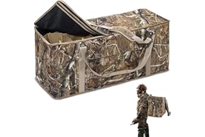 Quovexa Decoy Bag, 12 Slot Duck Decoy Bag, Large Duck Decoy Bags with Bottom Drains, Waterfowl Blind Bag with Zipper Top, Duck Hunting Accessories with Padded Straps, Slotted Hunting Bag