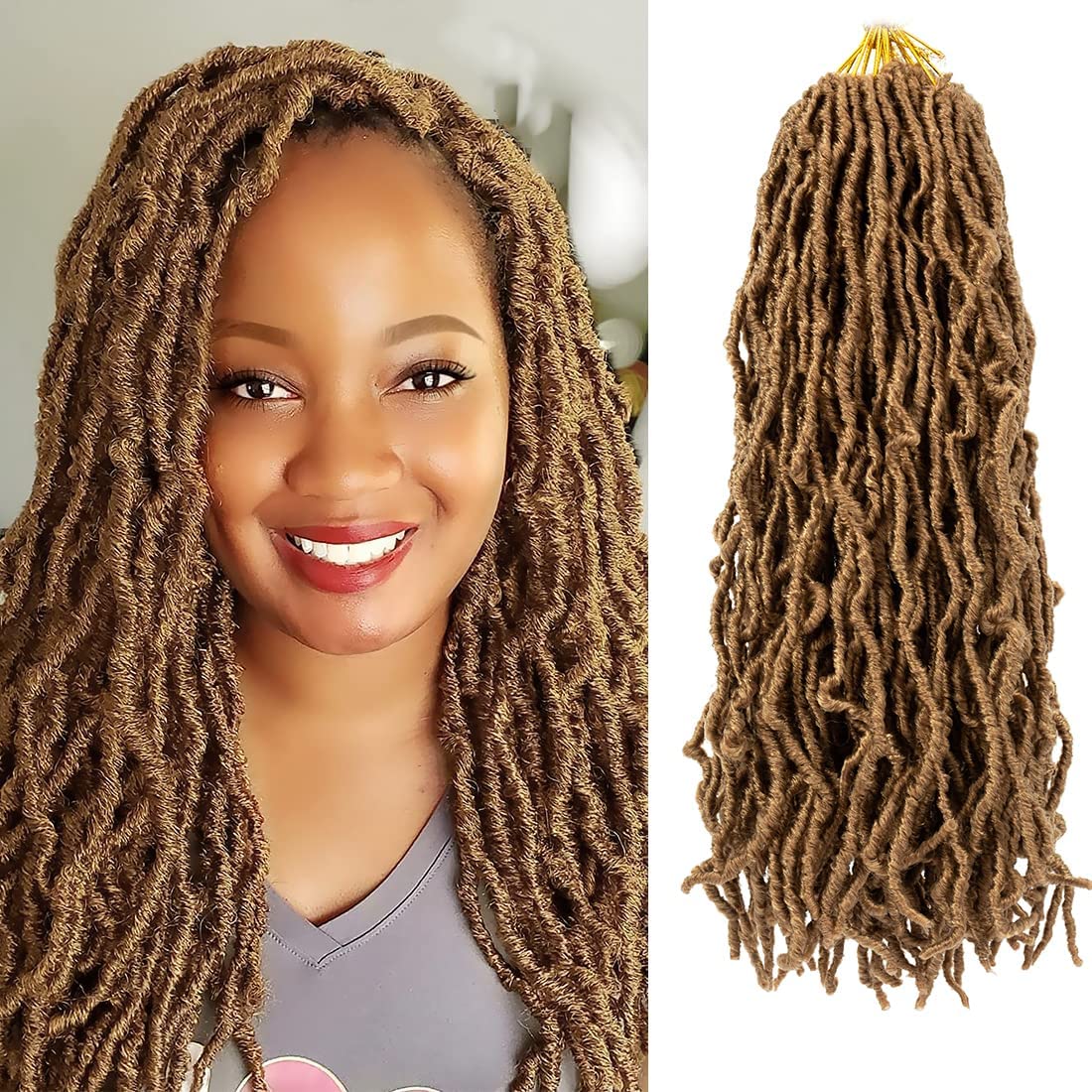 Ainimiu 18 Inch New Faux Locs Crochet Hair Soft Locs Crochet Hair Natural Faux Braids Pre-looped Synthetic Afro Roots Braid For Black Women