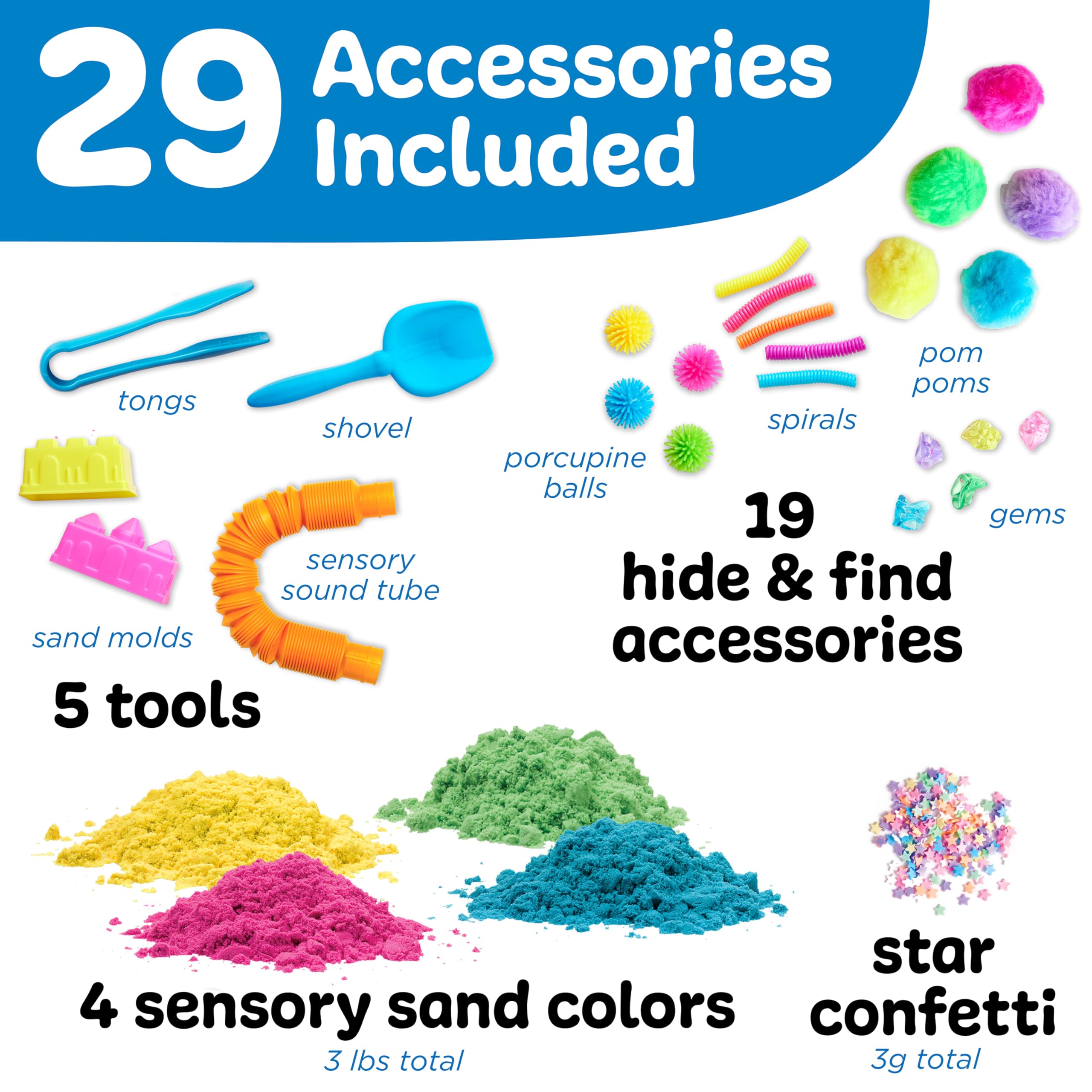 Creativity for Kids Sensory Table with 29-Piece Color Party Accessory Kit | Indoor Toddler Activity Table with Bins | Easy-Clean Design for Sand, Water & Crafts | Educational & Fun (Ages 3+)