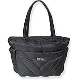 BAGNEER Puffer Tote Bag for Women, Lightweight Puffy Work Handbag Quilted Laptop Tote Teacher Nurse Travel Gym Shoulder Bag | Non-slip Bottom, Waterproof Fabric, YKK Zipper, Luggage Strap, 15.6" Computer Bag, Gifts for Women