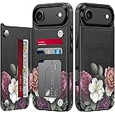 LETO for iPhone Air Wallet Case with Card Holder - Flip Folio Leather Kickstand - Fashionable Flower Designs - Shockproof Protective Phone Cover for iPhone 17 Air Women and Girls - Cute Flrals