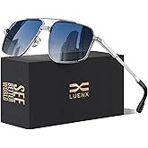 LUENX Aviator Sunglasses for Men Square Polarized Polygon Sun Glasses UV400 Protection