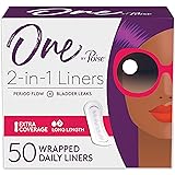 One by Poise Panty Liners (2-in-1 Period & Bladder Leakage Daily Liner), Long, Extra Coverage, 50 Count