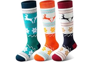 Cimkiz Merino Wool Kids Ski Socks (2 Pairs/3 Pairs) for Boys Girls Thick Warm for Winter Snow Skiing Snowboard Sports