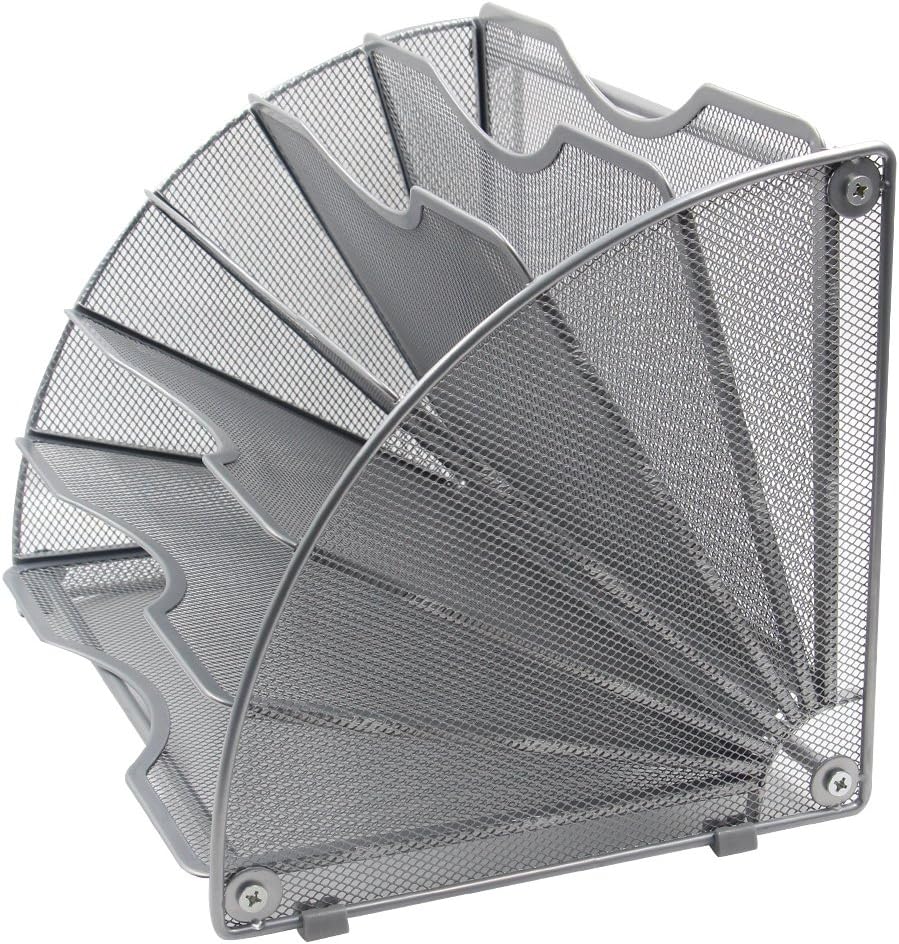 EasyPAG Fan-Shaped Desk File Organizer 6 Compartment Magazine Holder Black : Office Products