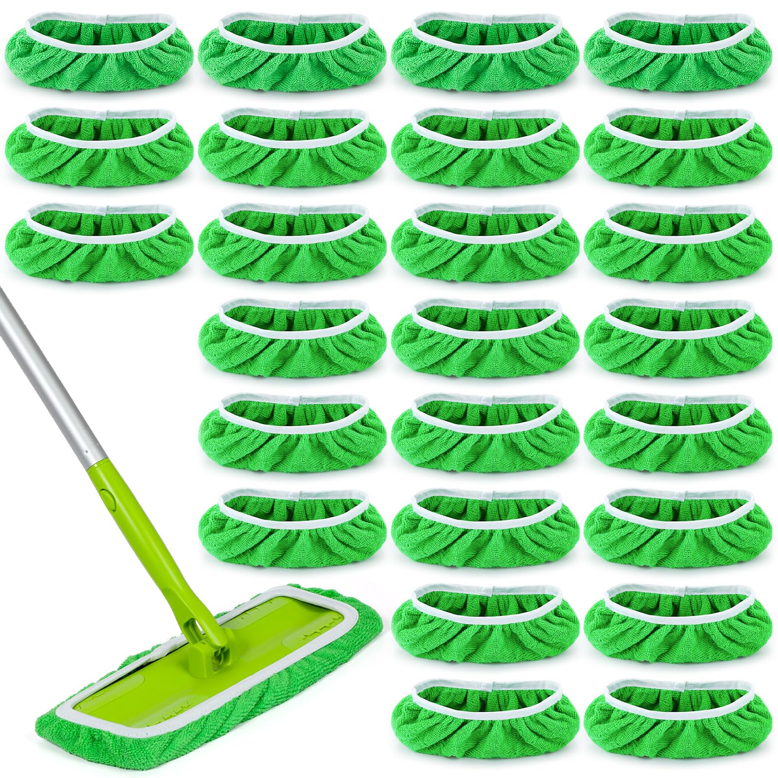 Photo 1 of Ziliny 32 Pcs Reusable Mop Pads Microfiber Washable Wet Pads Compatible with Swiffer Refill Dry Sweeping Cloths for Surface Hardwood Floor Household Cleaning, Mop is Not Included(Green)