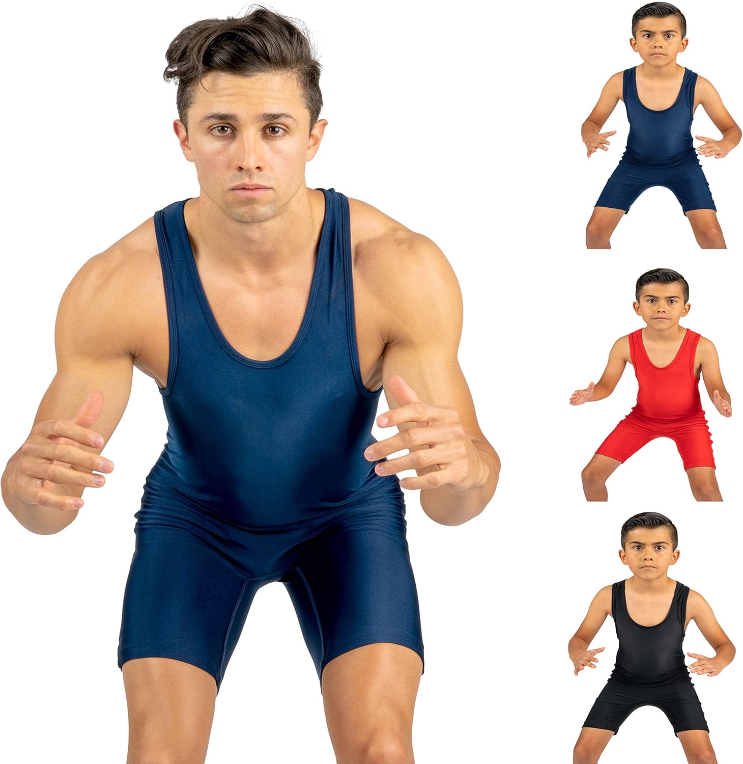 Navy Blue Lycra® Wrestling Singlet Youths and Mens sizes, by 4Time (S