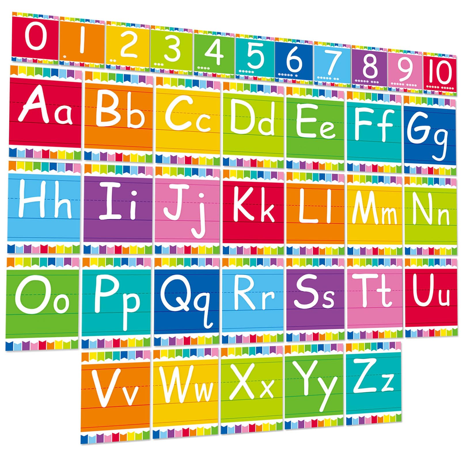Photo 1 of Bulletin Board Alphabet - ABC Alphabet Poster Classroom Decorating Set Preschool English Poster Kindergarten Elementary Classroom Wall Decor Daycare Homeschool Supplies (Colorful)