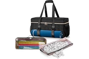 Teamoy 3 Pcs Empty Mahjong Bag, American Mahjong Set Bag with Tiles and Racks & Pushers, Black