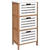DRULINE Kleiner Schrank mit Tür und 3 Fächern Bad Möbel Holzschrank