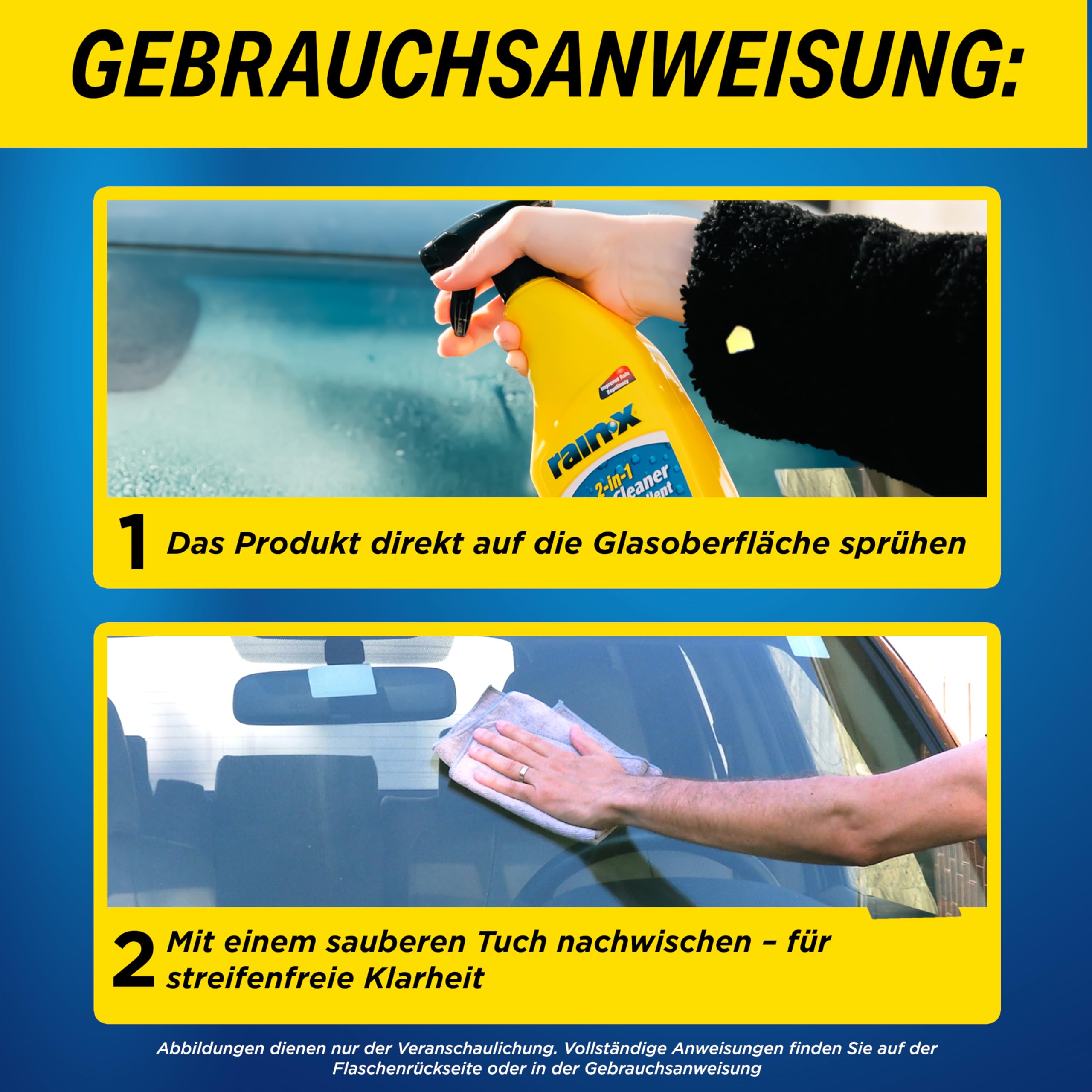 Rain-X 2-in-1 Scheibenreiniger - Regenabweiser - Streifenfreie Reinigung - Schutz vor Schmutz, Schnee und Insekten - 500 ml 4