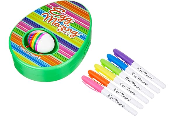 The EggMazing Easter Egg Mini Decorator Kit Arts and Crafts Set - Includes Egg Decorating Spinner and 6 Markers [Packaging Ma