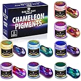 BALTIC DAY - Chameleon Mica Powder, 8 Jars of Color Shift Mica Set - Epoxy Resin Color Pigment - Chameleon Powder Glitter - Holographic Mica Powder for Resin
