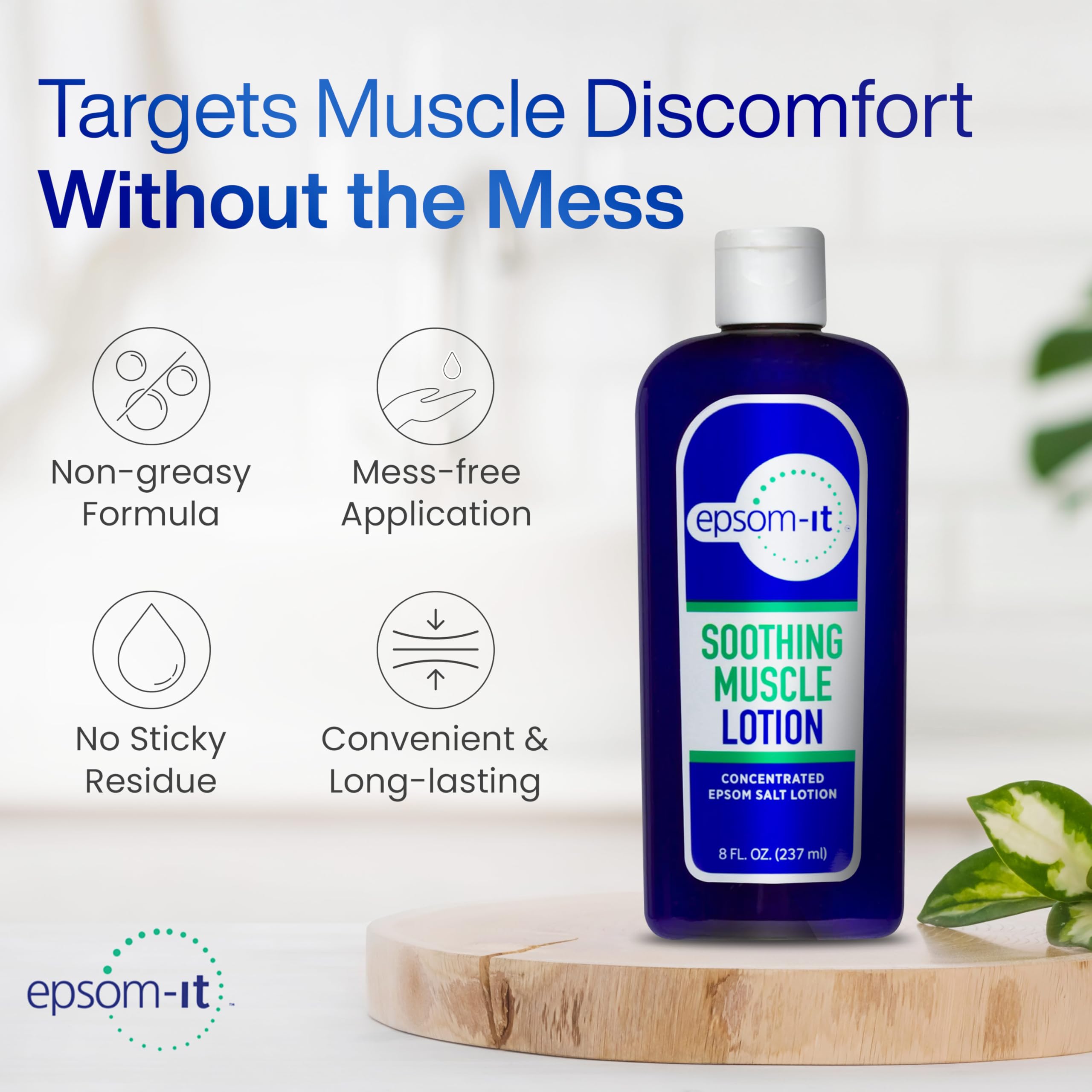 Epsom-It Soothing Muscle Magnesium Lotion – Epsom Salt Topical Cream with Arnica and Magnesium Sulfate - Designed for Muscle Stiffness, Leg Cramps, Feet, Knees and Achy Feet - 8.0 oz