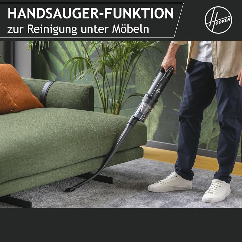 HFX Akku Staubsauger mit LED-Licht, bis 120 m² saugen I Staubsauger kabellos mit Corner Genie™ zum Reinigen von Ecken & Kanten I mit Anti-Twist gegen Verheddern eingesaugter Haare [HFX10H]
