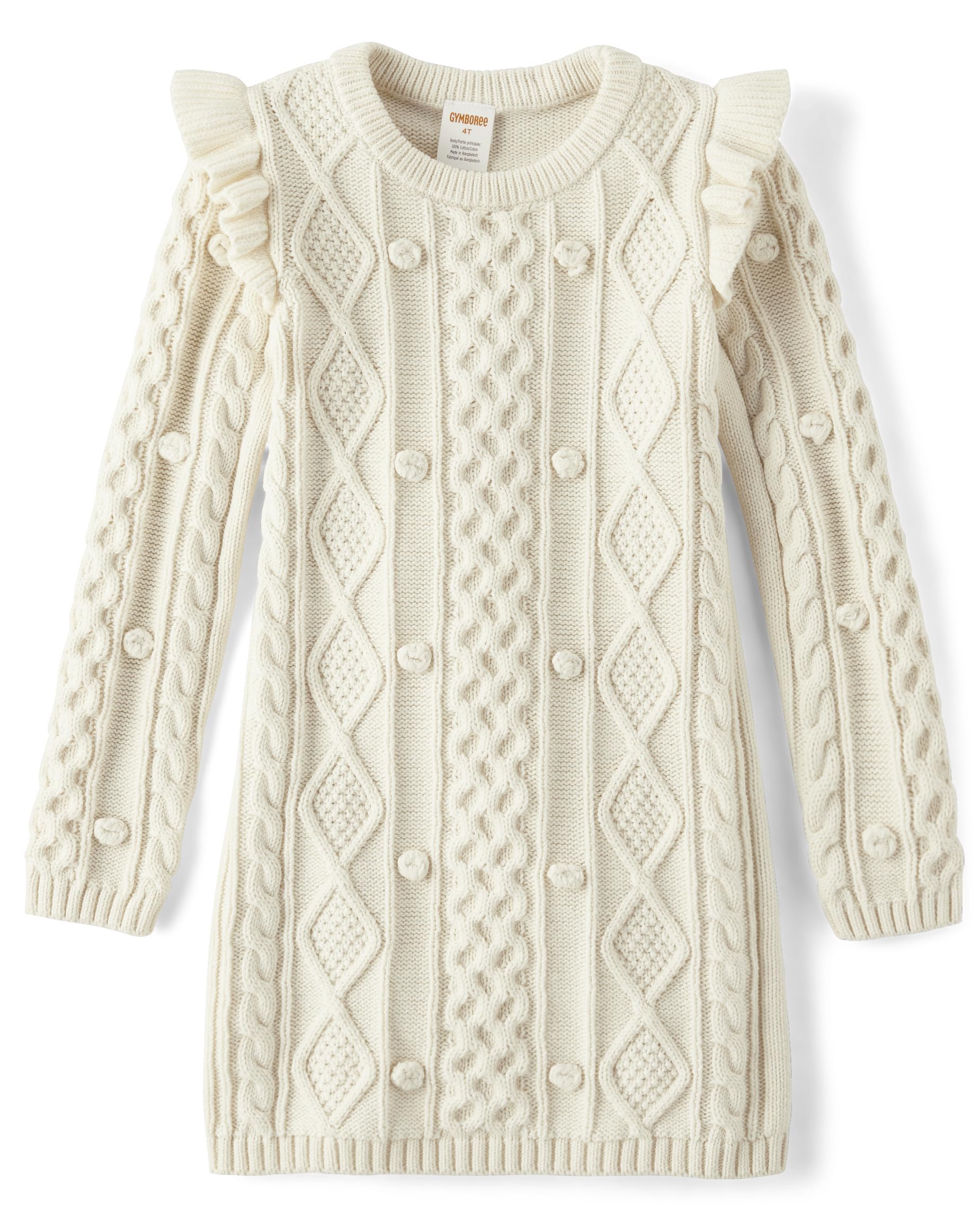 Gymboree,and Toddler Long Sleeve Sweater Dresses,White Cable,5T