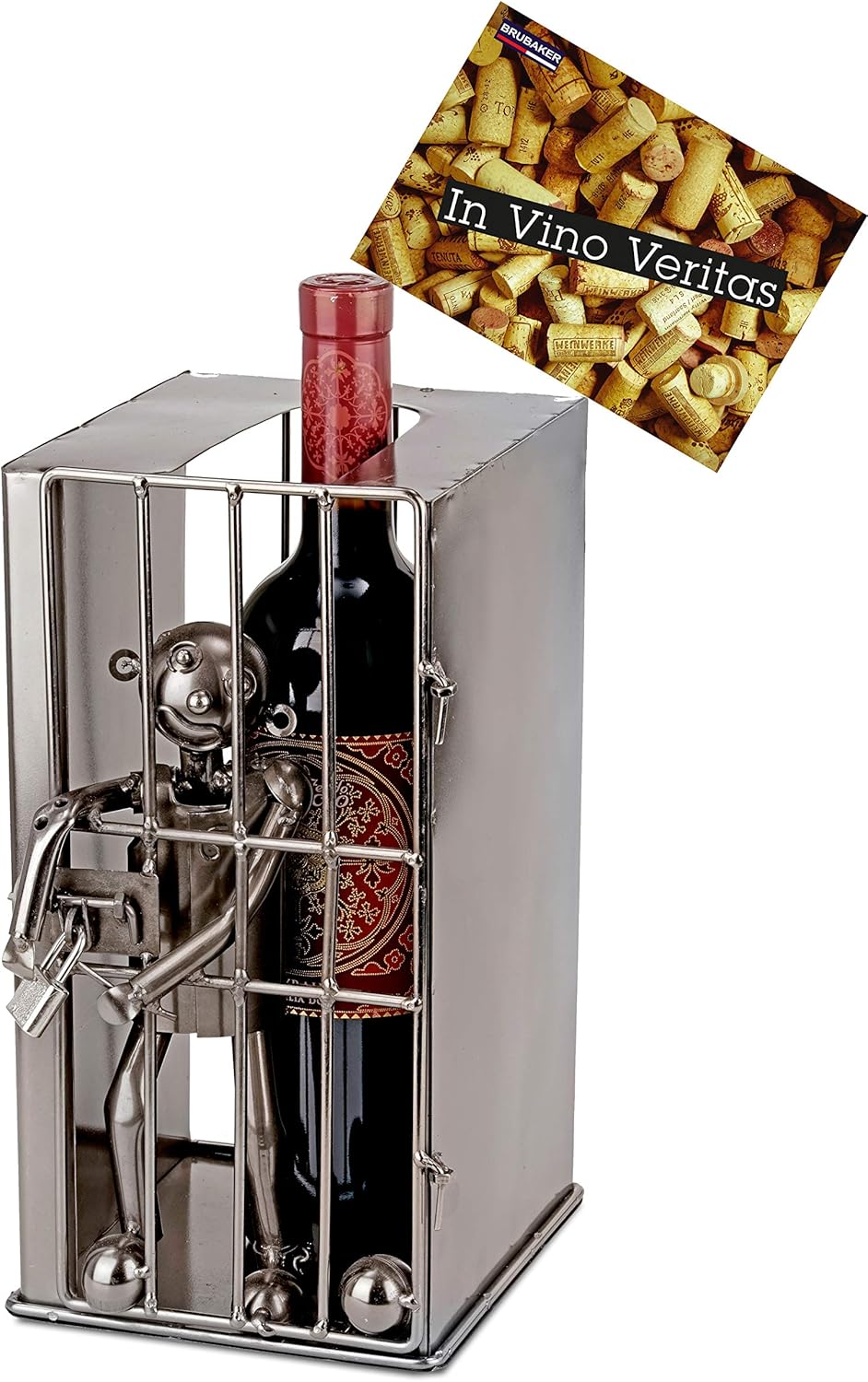 BRUBAKER Wine Bottle Holder Prison Cell with Prisoner Metal Counter