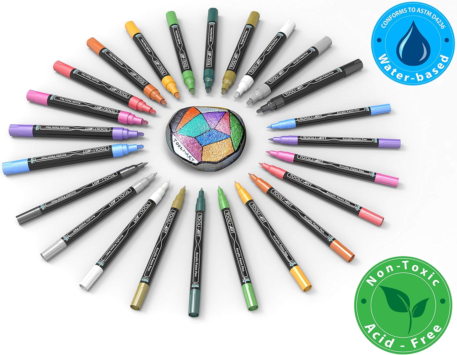 Acrylic Paint Markers Paint Pens Special Colours Set Extra Fine And Medium Tip Combo for Rock Painting Canvas, Fabric, Glass - Image 3