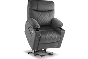 MCombo Small Dual Motor Power Lift Recliner Chair Sofa with Massage and Dual Heating, Adjustable Headrest for Elderly People 