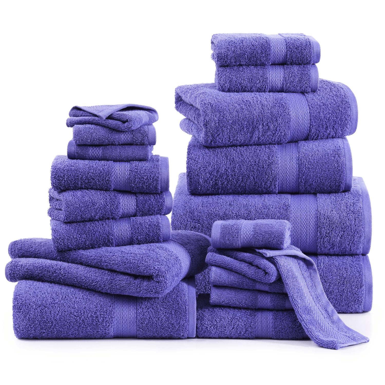 Lane Linen 100% Cotton Bathroom Towel Set - 24 Pc - Zero Twist, Quick Dry, Very Soft & Absorbent - 2 Bath Sheets, 4 Fingertip, 4 Bath, 6 Hand Towels, 8 Washcloths - Medium GSM, Pre Shrunk - Blue Irish